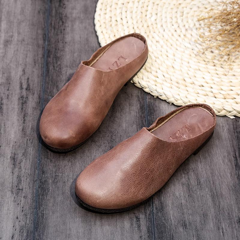 Vintage Mori Style Women's Handmade Genuine Leather Flats