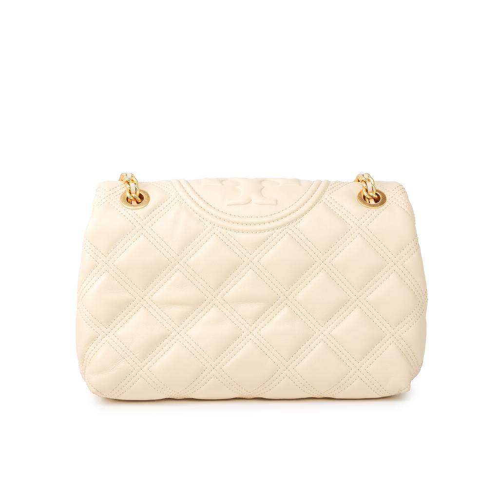 Tory Burch Fleming Diamond Quilted Embossed Print Woven Chain Shoulder Bag Large Women Shoulder Bag Off-White 56716-122