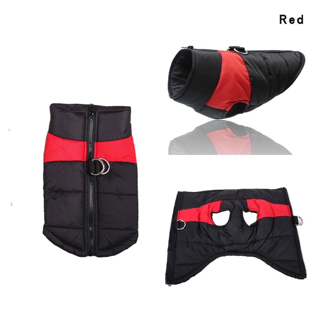 Nový zimní psí červený polyesterový kabát bunda design na zip voděodolná vesta velikost XL