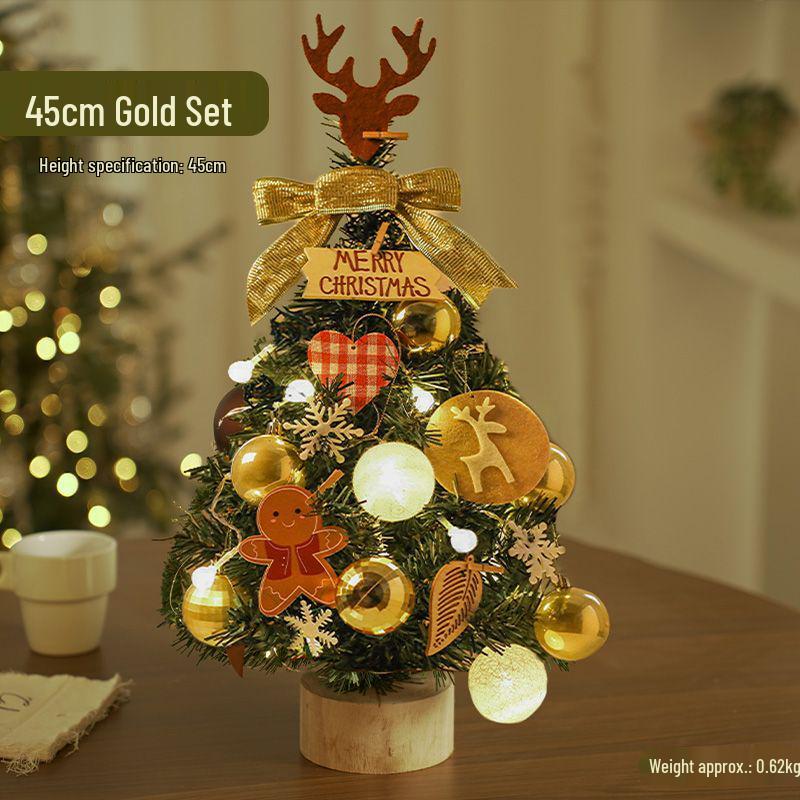 

Мини DIY Золотая Рождественская елка с огнями и украшениями – Настольный размер