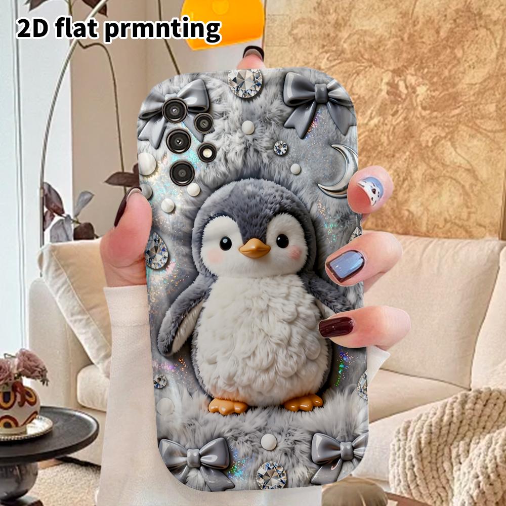 Phone Case: 2D Flat Samsung Galaxy A34 A35 M05 M06 S20 S22 S21 FE Plus 5G Protective Case, Couples Style, Plush Little Penguin, Christmas and Hallowee