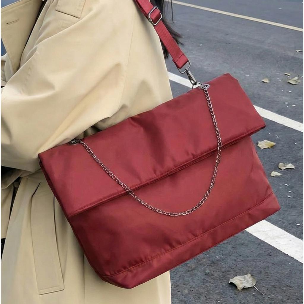 New folding bucket bag, casual messenger bag, portable shoulder small bag, simple and versatile foreign gas bag