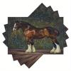 4pcs Set of Placemats, Elegant Brown Horse Pattern - 12x18 Inches, Suitable for Home and Party Decorations, Ideal Choice for Thanksgiving Dining,