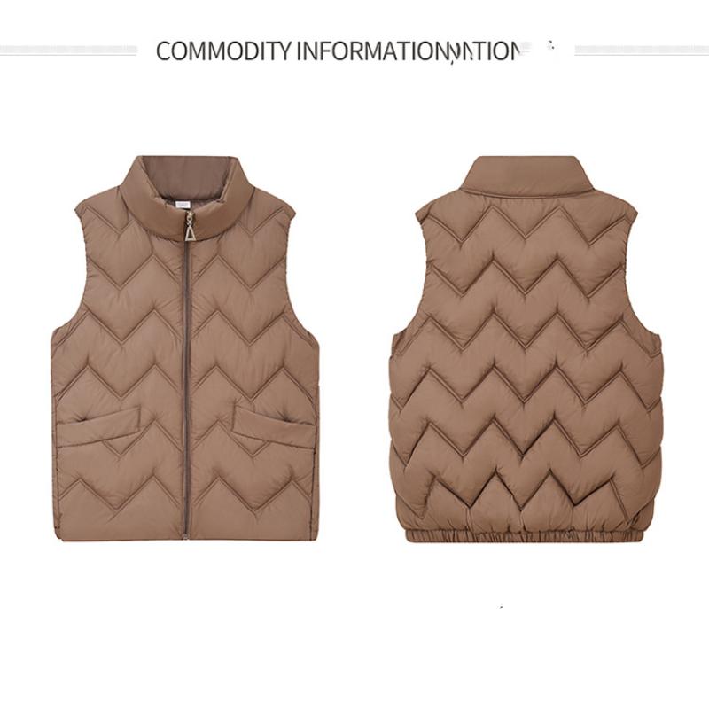 Herbst und Winter Damen einfarbige Mutterweste Stehkragen kurze winddichte warme Damenweste mittleres Alter und ältere ärmellose Jacke