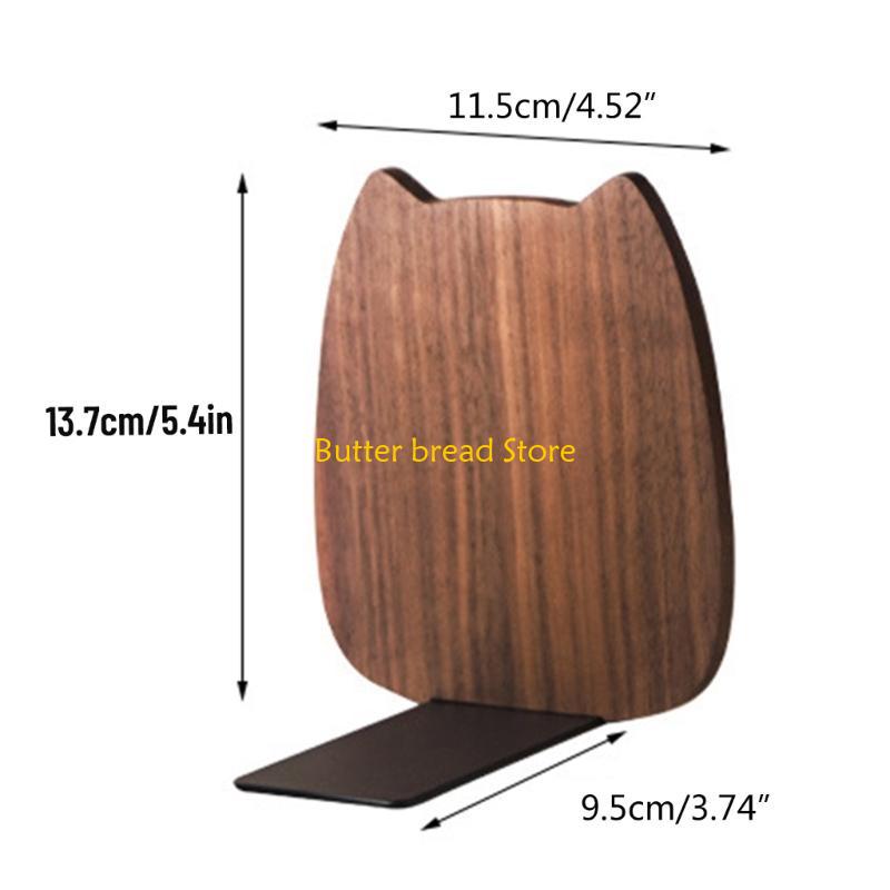 W89C Retro Bookend Wooden Art Book Magazine Holder Gift Bookend for Children Adults