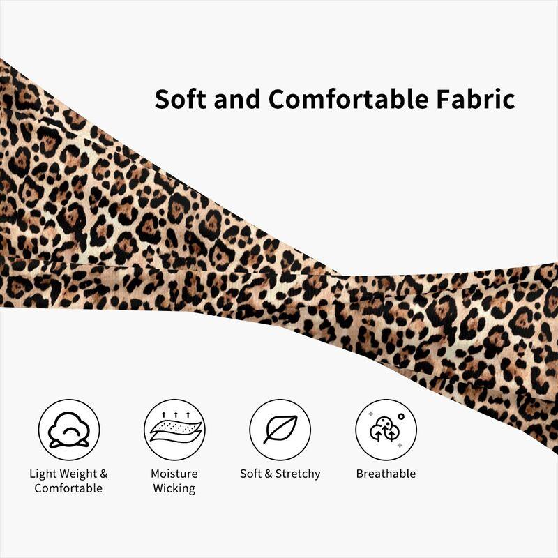 Brown Leopard Sports Sweatband Head Bands Unisex Sweat Absorbing Non-Slip Headbands for Running Yoga Workout Fitness and Gym