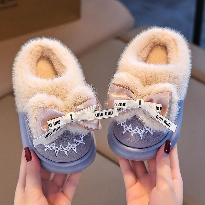 2024 Winter Cotton Shoes for Girls - Thick Warm Indoor/Outdoor Slippers for Medium To Large Babies - Year of the Horse Design