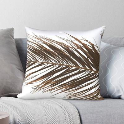 Palm Tree Leaves Beige Square Pillowcase Polyester Linen Velvet Creative Zip Decor Pillow Case Sofa Seater Cushion Cover