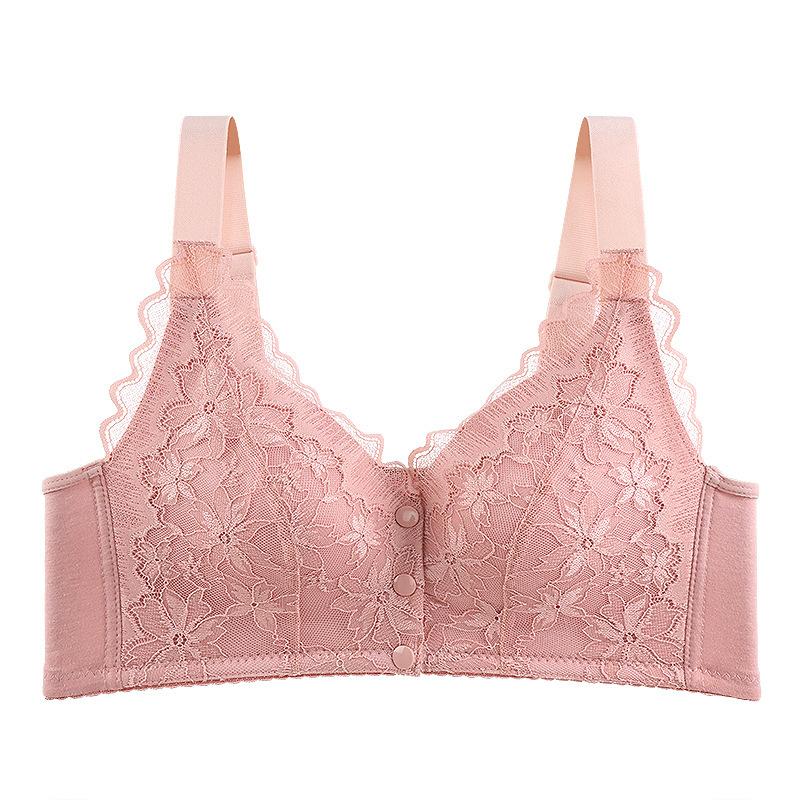 Front buckle middle-aged and elderly bra gathering top support vest bra women's anti-sagging no steel ring fixed cup large size underwear