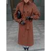 2026 Womens Long Cotton Trench Coat With Stand Collar Double-Breasted Waist Belt Street Style Oversized Fit