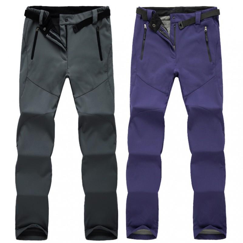 Womens Fleece Lined Softshell Pants Hiking Climbing Camping Outdoor Winter Wear Loose Fit Windproof Breathable