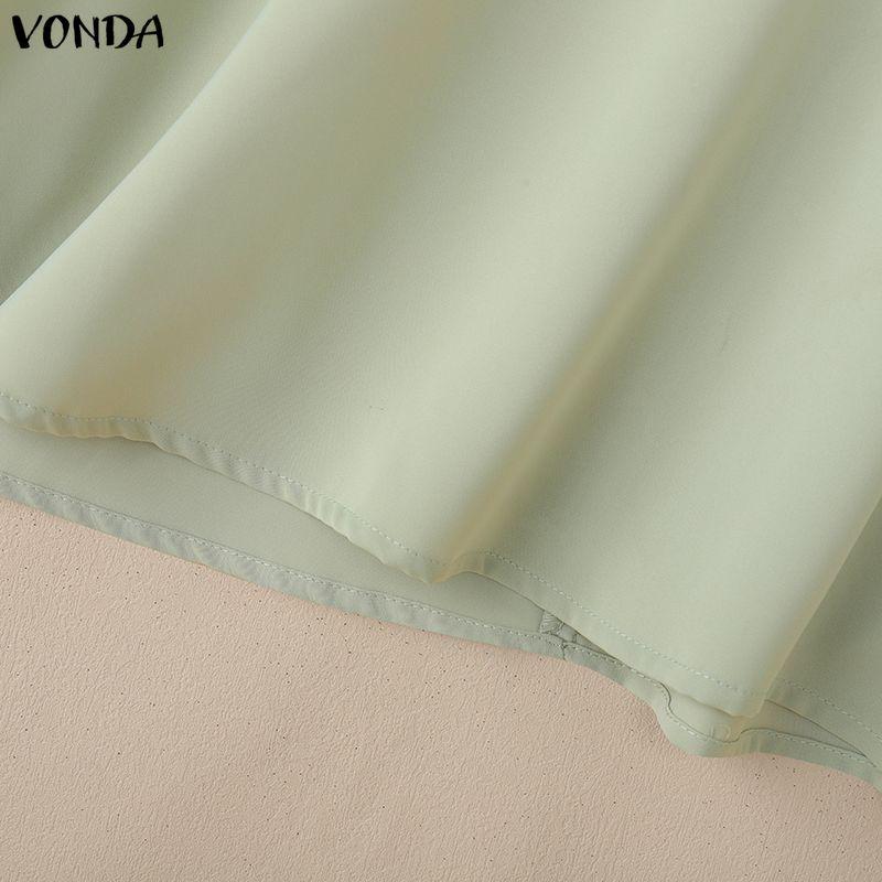 VONDA Damen Stehkragen Langarm Schlagarm Stickerei Elegant Lässig Bluse