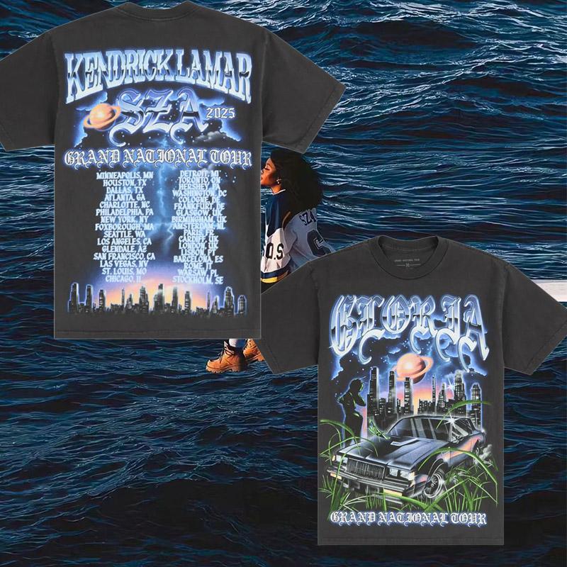 2025 SZA MARIAS Lamar T-shirt Grand National Tour Odzież męska i damska Oversize Vintage Unisex Wysokiej jakości bawełniane ubrania