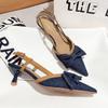 Women's High Heeled Sandals Fashion Bow Design High Heel Sandals Women Pointed High Heeled Sandals Sandalias De Mujer Verano2025