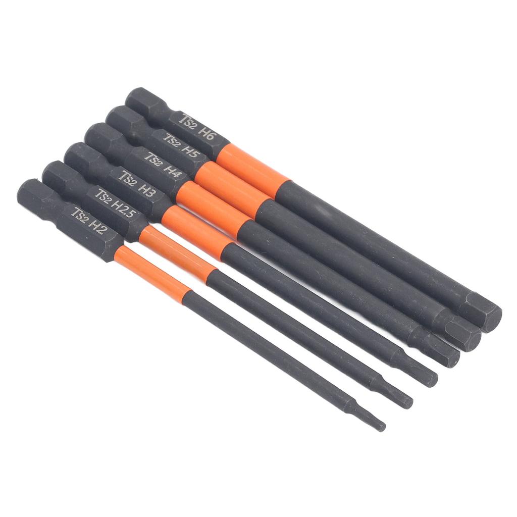 6 Szt. Zestaw Kluczy Sześciokątnych Bitów do Wiertarki H2 Do H6 100L Stop S2 Silne Magnetyczne Klucze Sześciokątne Bit do Wiertarki do Domu