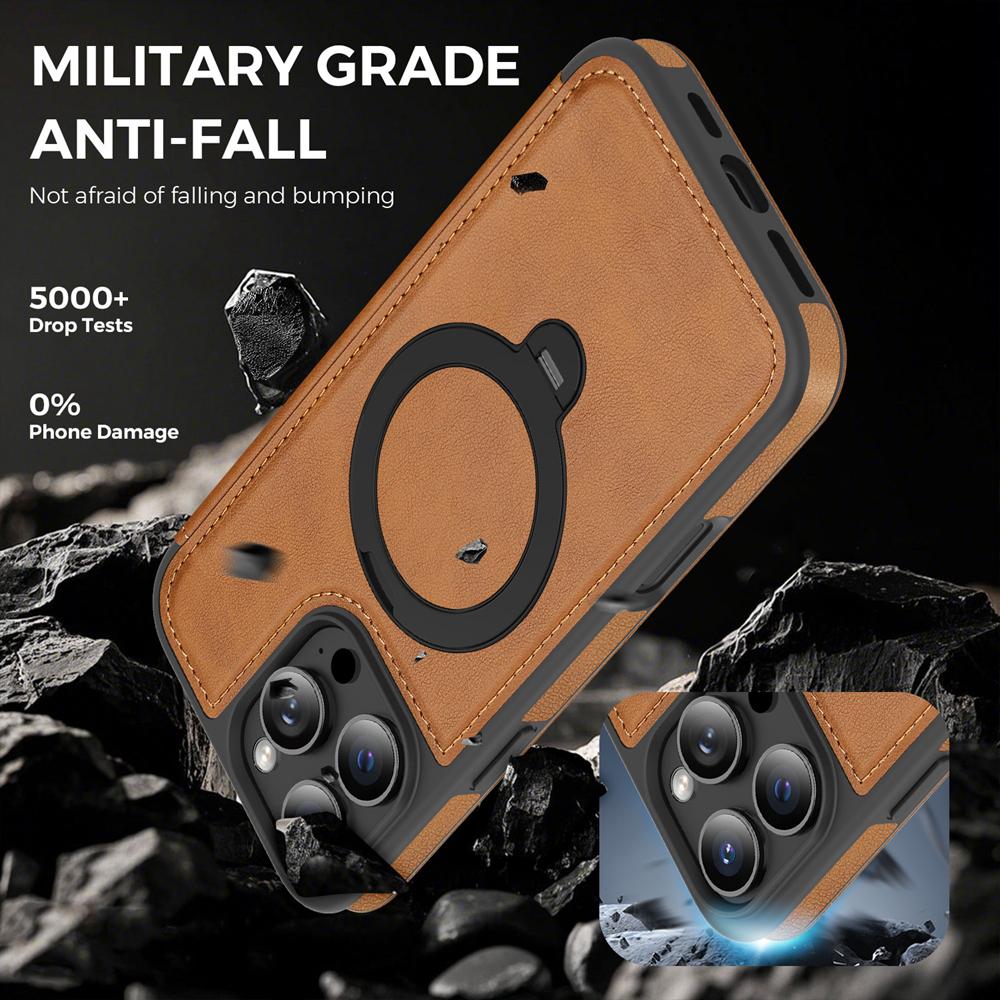 KEYSION PU Leather Flip Wallet Case for iPhone 11 12 13 14 Pro Max 14 Plus Cards Slots Magnetic 360 Ring Stand Phone Back Cover