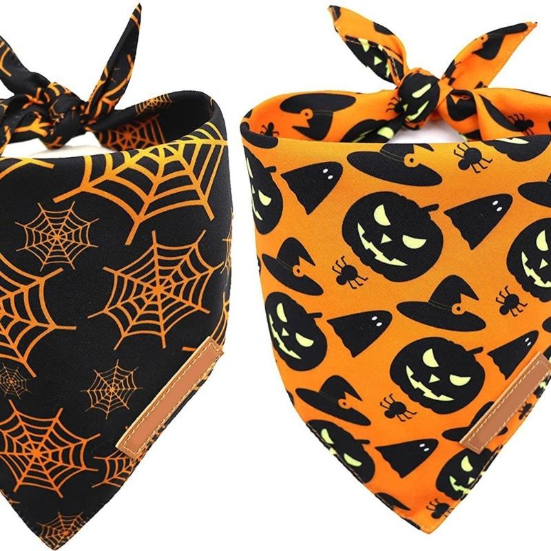 Dog Bib For Halloween Festives Party Costume Soft Washable Fabric Pet Bandana Holiday Celebration Accessory