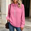 Women's Long Sleeve High Neck Pullover Sweatshirt with Pocket Color Casual Top