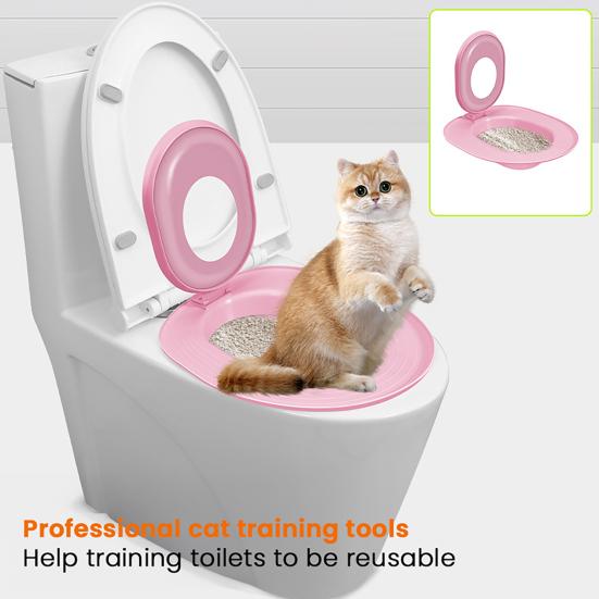 Kit d'apprentissage des toilettes pour chat Universel Réutilisable Siège d'apprentissage des toilettes pour chat Système d'apprentissage de la propreté pour chaton pour la maison Soin pour animaux de compagnie