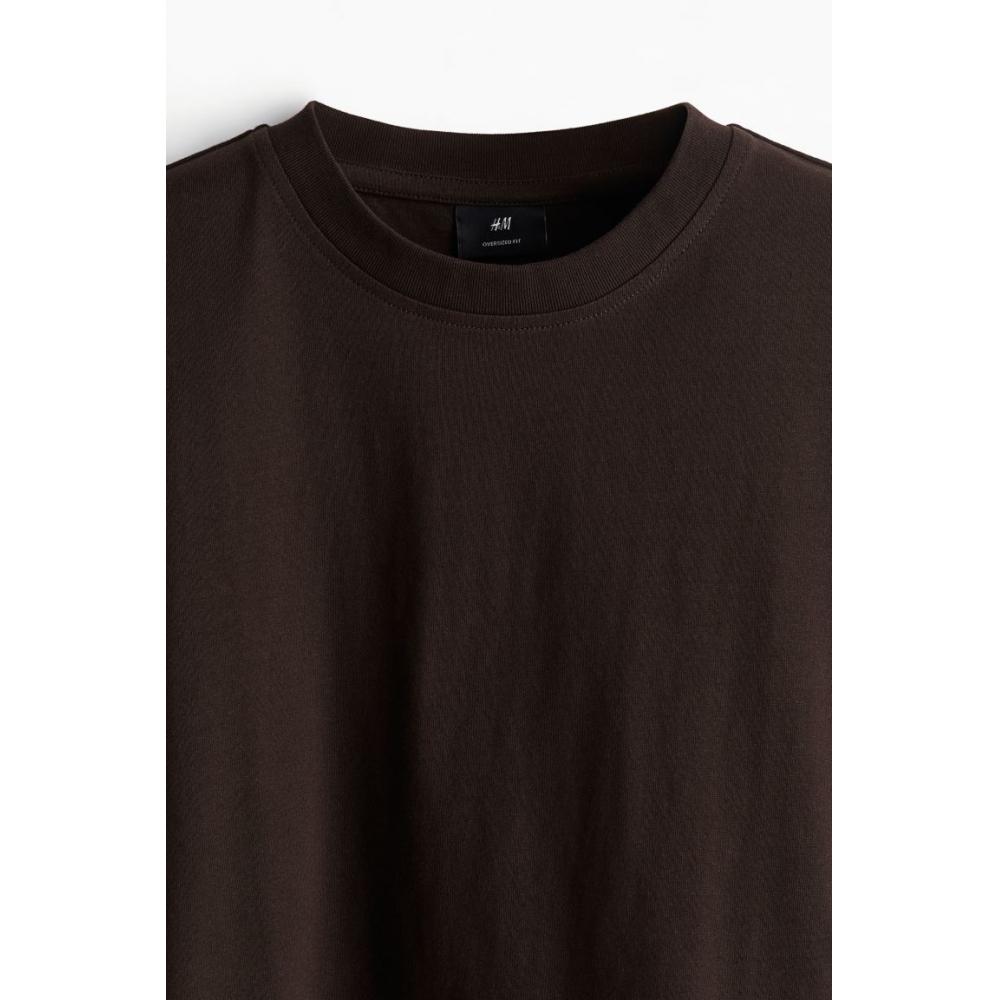 H M Oversized FiT CoTTon T sHirT Dark Brown