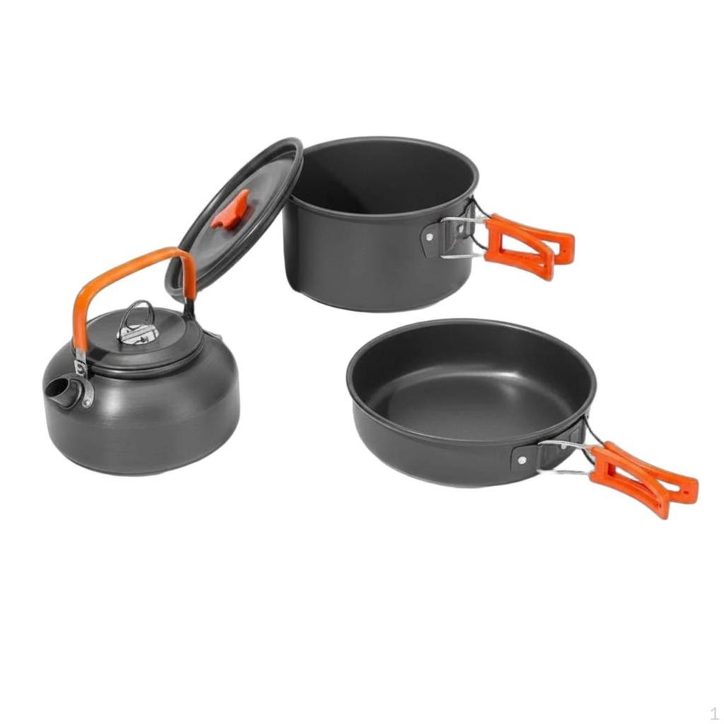 Outdoor Cook Set with Kettle High Temperature Resistant Portable Cooking Nesting Design