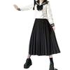 JK Sailor Suit: Black-Collared Off-White Pleated Skirt Set - Three-Piece Basic Style for Spring/Summer