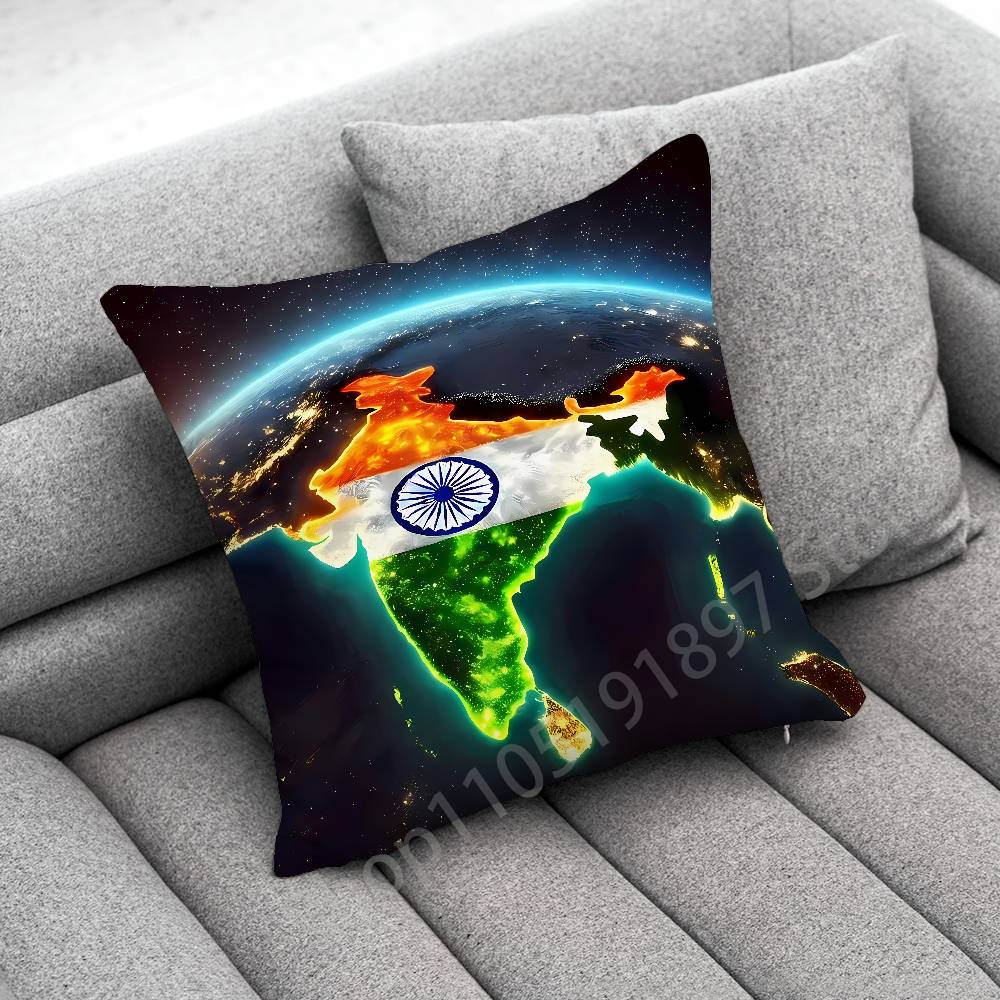 India Indian National Emble Flag Map Throw Pillow Case For 50cm 30cm 55cm 45cm 40cm Square Bed Pillowcase Cover