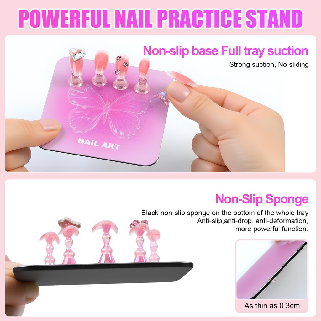 Nail Holder for Painting Nails Heart Nail Stand for Press ons/Nail Display&Practice 2In1 Mixing Color Drawing Pallet Nail Suppli
