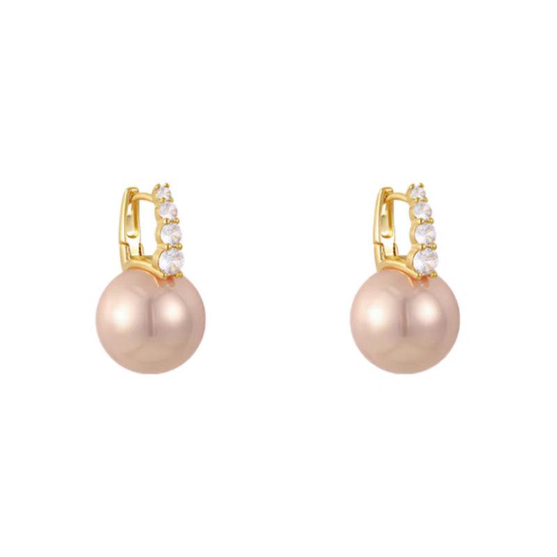 French Minimalist and Fashionable Pink Imitation Pearl Earrings High End Spring Summer Earrings