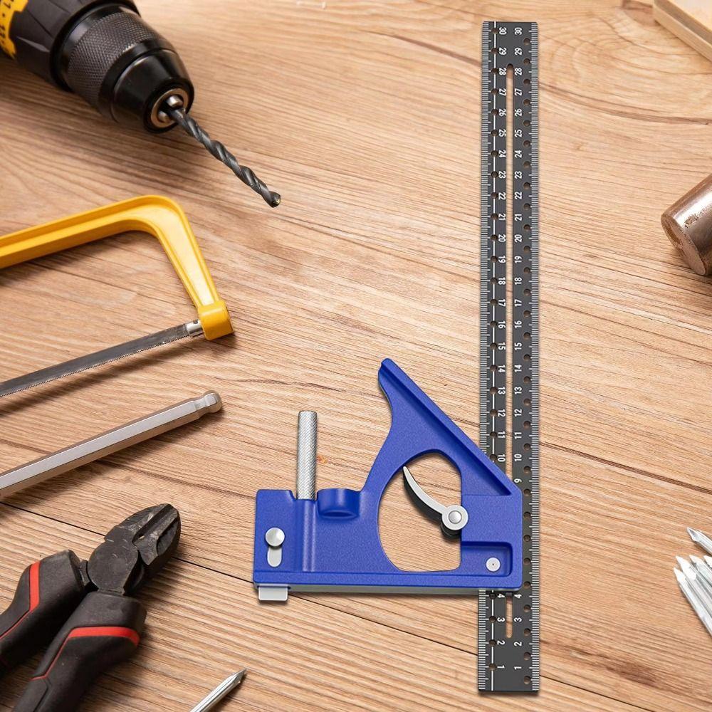 Aluminum Zinc Zinc Alloy Combination Square 30CM Precision L Shaped Ruler Marking Gauge  Woodworking Projects