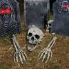A84E-Realistic Skeleton Stakes Halloween Skull Three-Piece Set Halloween Skull Hand Set