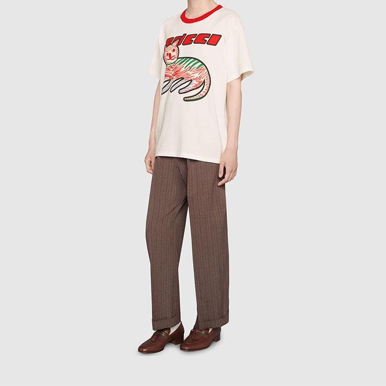 Gucci Cat Print Oversize T-shirt 'off white' Men's 616036-XJCVU-9125