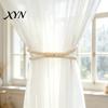 Wall Damage Free Curtain Holder Magnetic Tieback, Cotton Linen Rope Holdback with Wood Buckle for Tool Drapes, Decorative Tie Backs Bedroom,