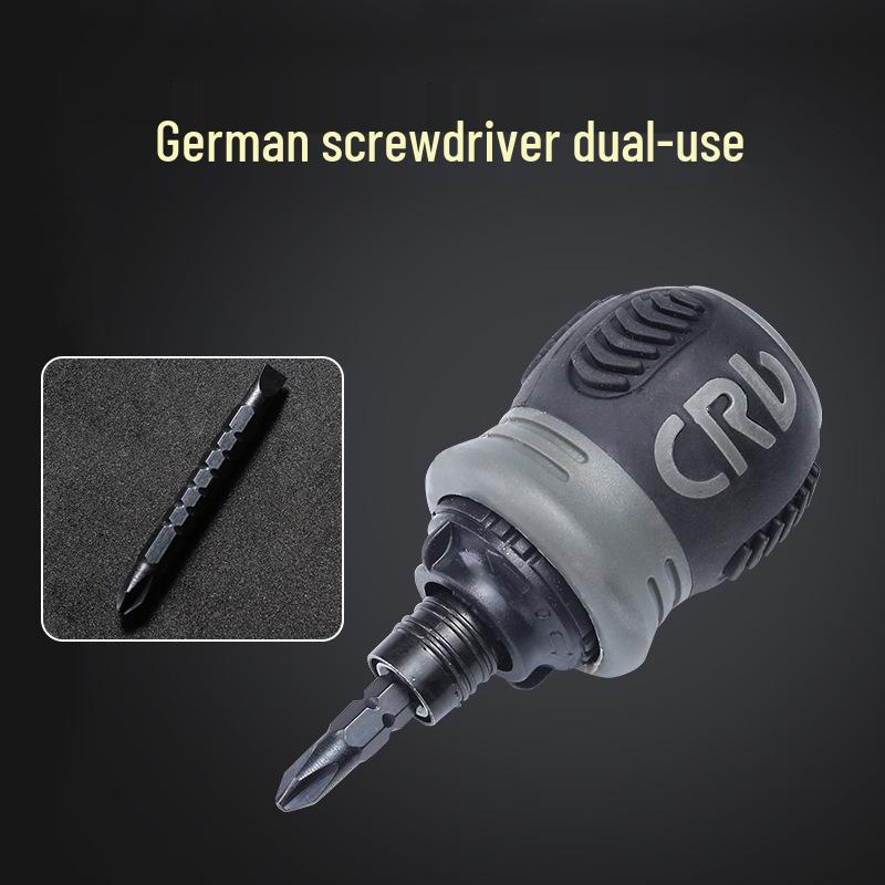Dual-Head Ratcheting Telescopic Screwdriver with Phillips, Slotted, and Torx Heads