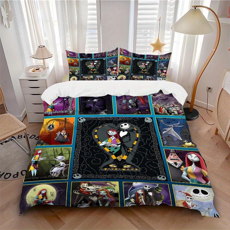 3pcs Jack Tim Burtons The Nightmare Before Christmas Quilt Cover Set (1 Quilt Cover + 2 Pillowcases Without Pillow Core), High-Definition Pr