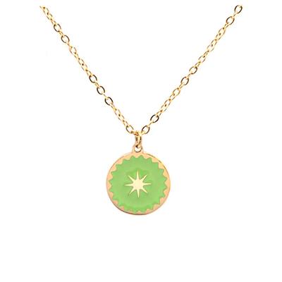 [Q2548] - Designer Steel Necklace 'Etoile Du Nord' Light Green Gold - 10x10 Mm
