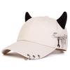 Baseball Cap Hat Iron Ring Cow Horn Spring Summer Autumn Punk Hip Hop Rock Adjustable Unisex Men Women Outdoor Casual Cotton Snapback