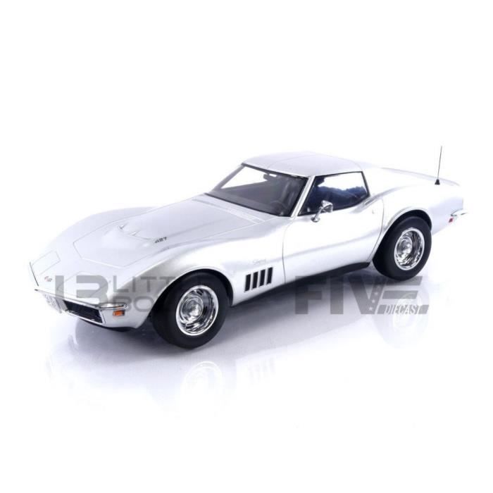 Voiture Miniature de Collection - NOREV 1/18 - CHEVROLET Corvette Coupe - 1969 - Silver