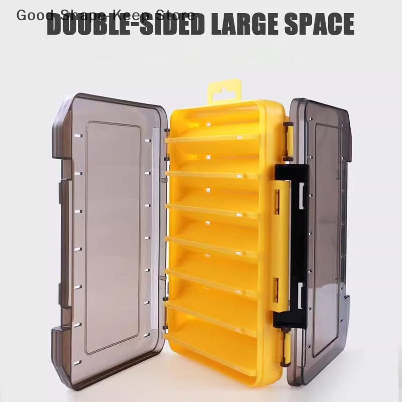 12-Slot Double-Sided Fishing Lure Case, Clear Plastic Storage Box with 2 Buckles