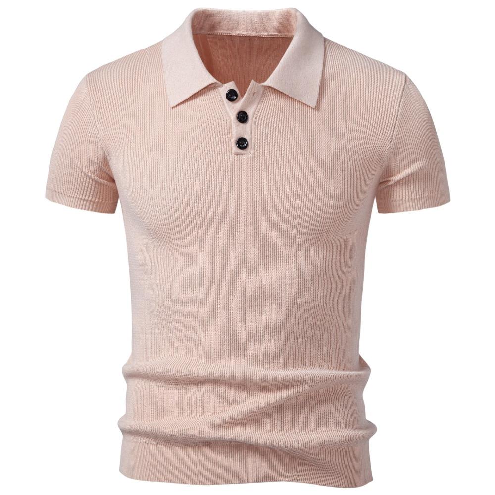 Men's Collared Short-sleeved Knitted T-shirt