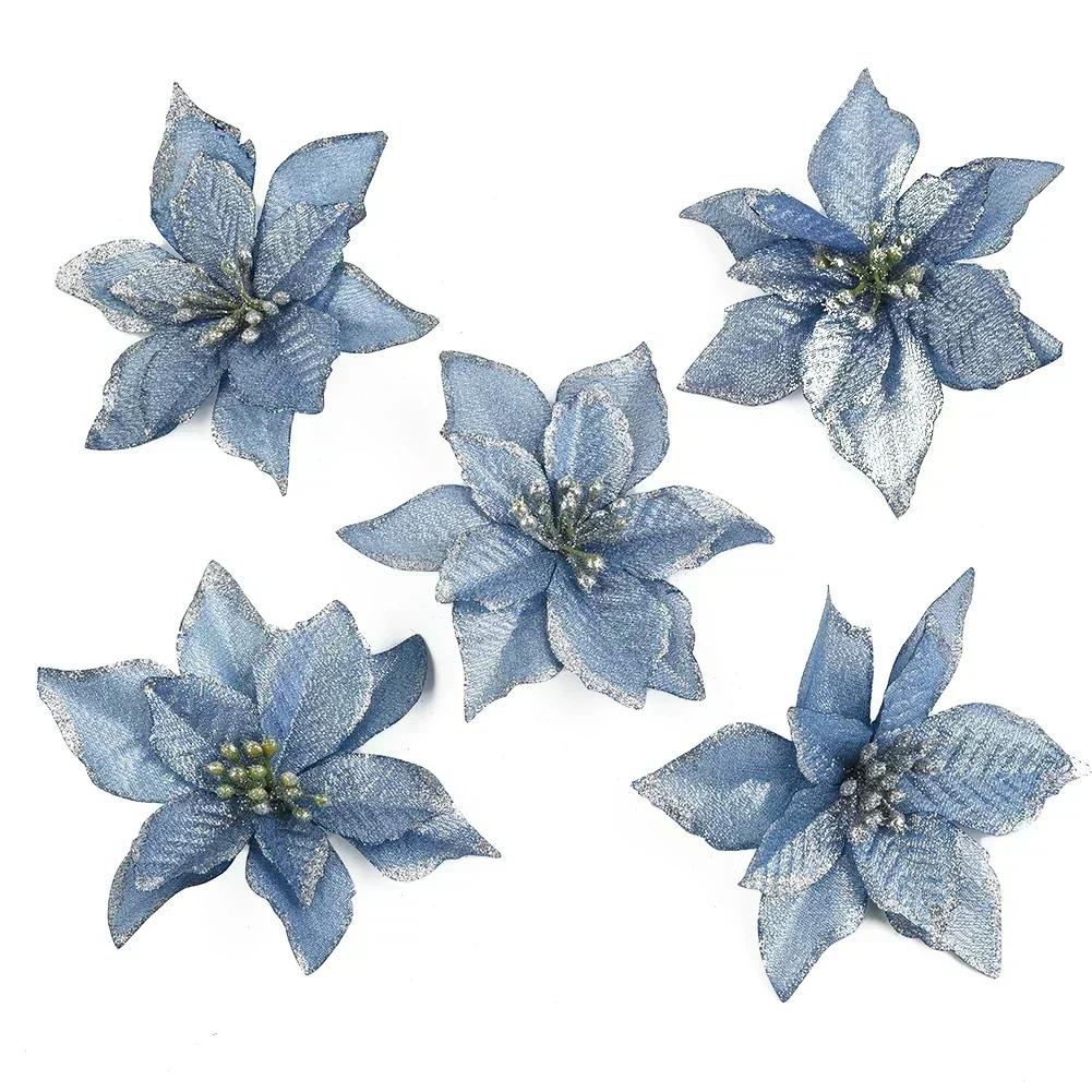 Christmas Decoration 14*14cm Christmas Poinsettia Easy Attach Christmas Flowers Christmas Wreath Easy Attachment