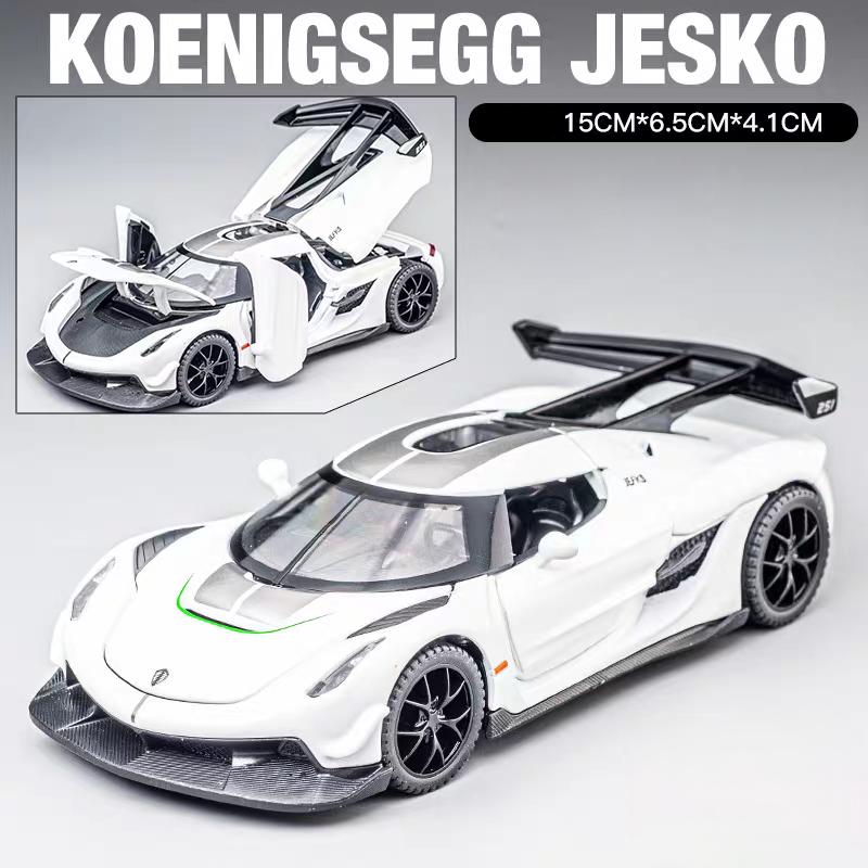 Koenigsegg Jesko Attack Supercar Simulation Diecast & Toy Vehicles Sounds & Light Pull Back Car 1:32 Alloy Model Gifts For Children