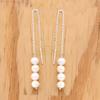 Pearl 925 Silver Threader Earrings, Natural Gemstone Women Handmade Fringe Earrings