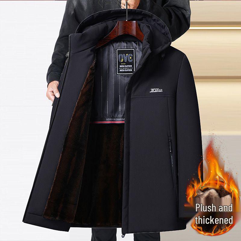Men's Winter Cotton Jacket: Thickened Velvet Coat for Middle-aged & Elderly - Dad's Warm Outfit