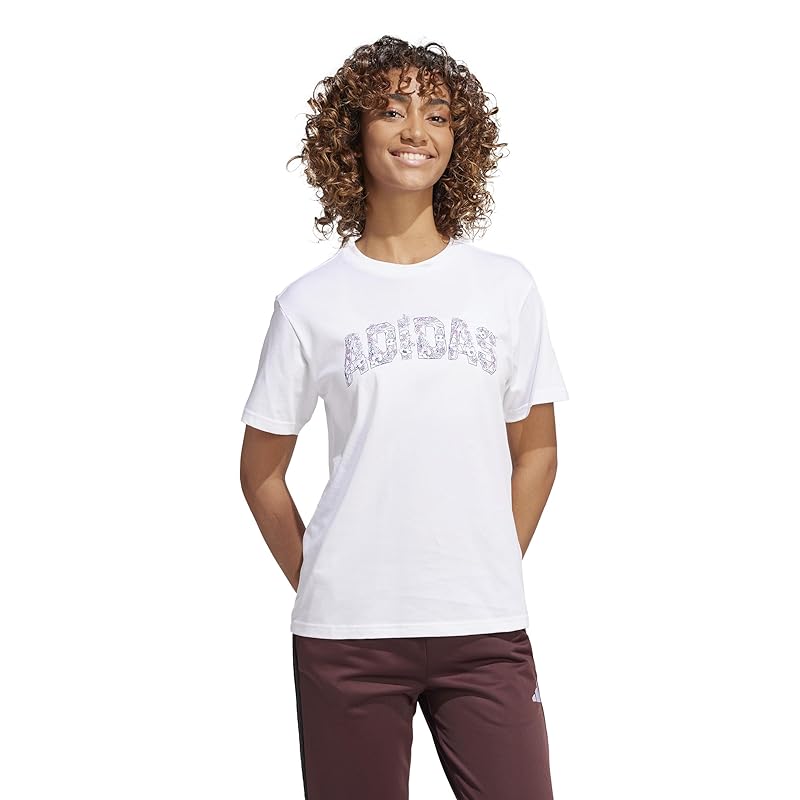 

[Adidas] уличная спортивная футболка с логотипом FLWR, женская, белая (JJ4043) Ж/М