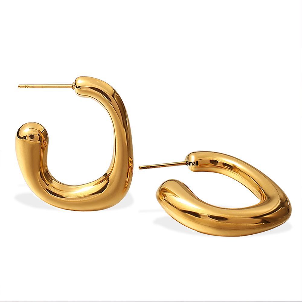 G-shaped Gold-plated Stainless Steel Geometric Earrings - Unique & Fashionable Design