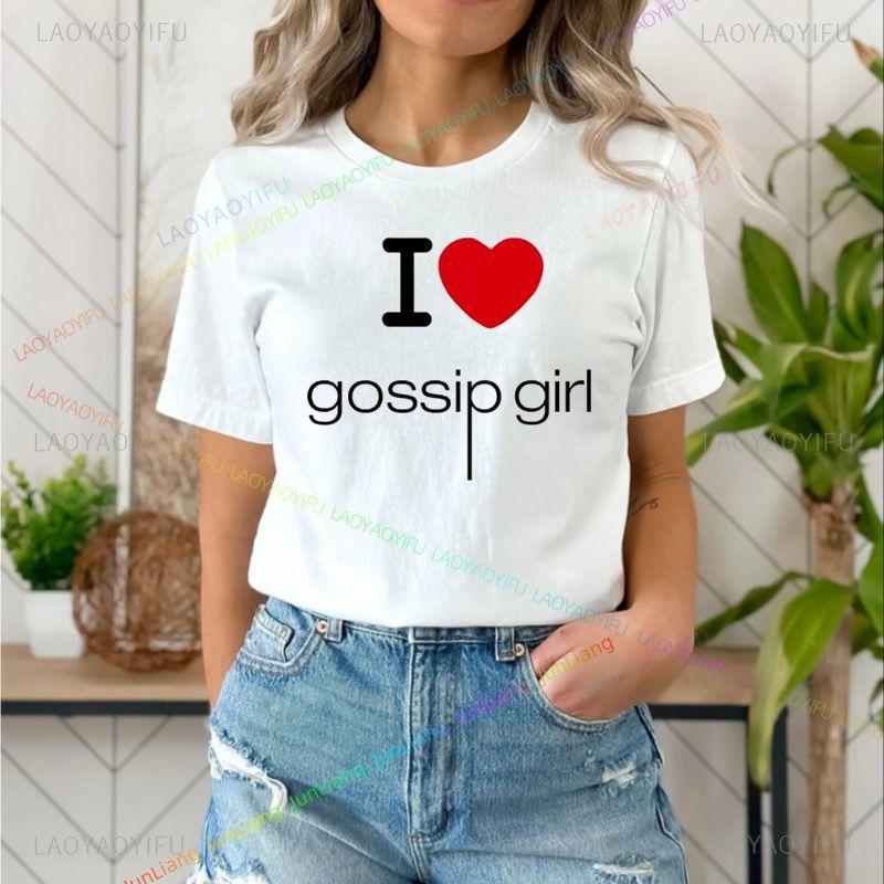 Gossip Girl Lipstick XOXO Logo T-shirt Unisex Stylish Casual Vintage Top Harajuku Summer Short Sleeve Crew Neck Shirt