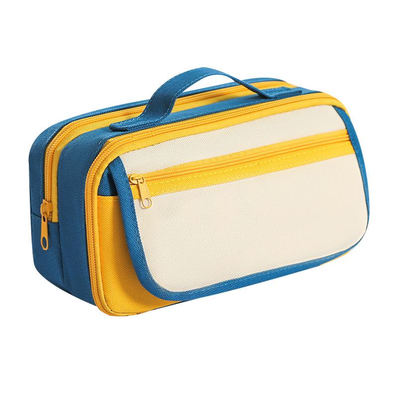 Large-capacity New Portable 9-layer Contrast Color Pencil Case Niche Unisex Simple Multi-layer Stationery Bag