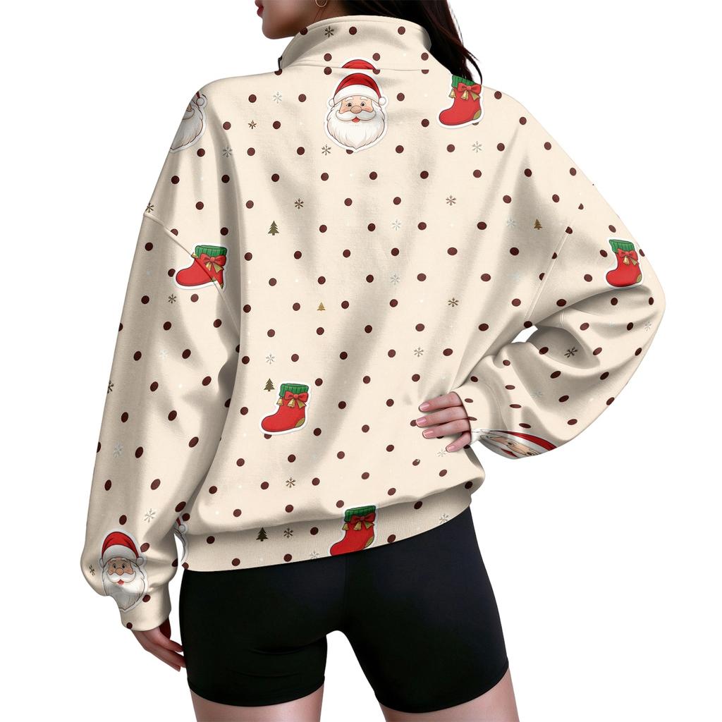Women's Trendy Lightweight Printed Half-Zip Sweatshirt for Casual Everyday Wear