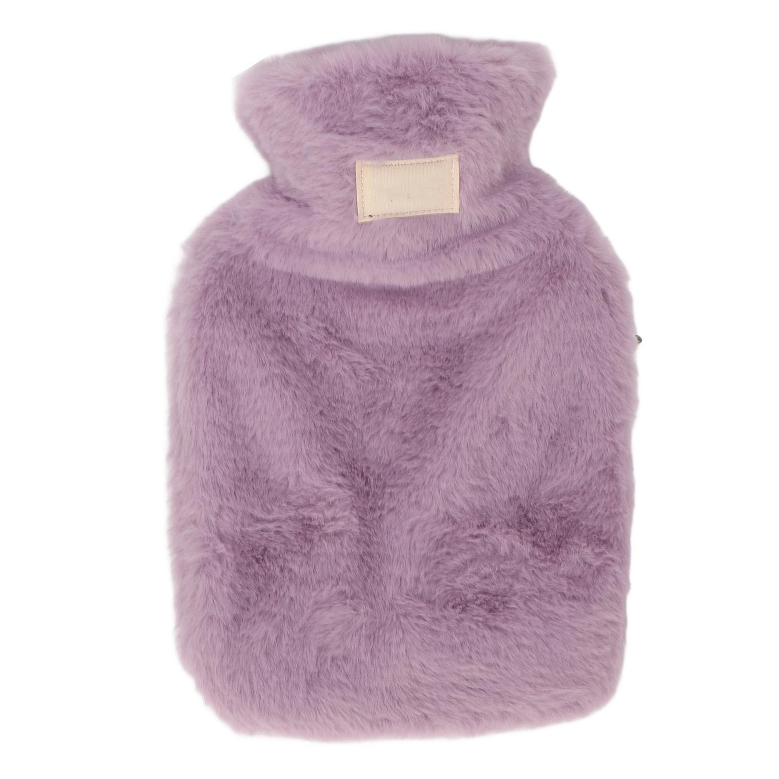 

ПВХ Грелка для горячей воды с мягким плюшевым чехлом, герметичная, зимняя, для согревания кровати, мешок для воды 1000 мл, фиолетовый фиолетовый